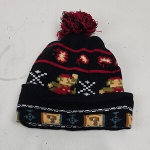 Nintendo Super Mario Black and Red Beanie with Mario Design